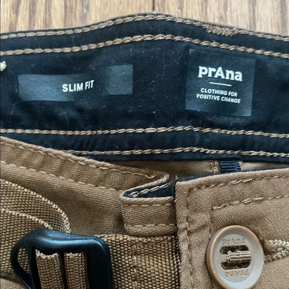 Prana Tan Cargo Slim Fit Pants Men’s Sz 36/30 - Picture 10 of 15